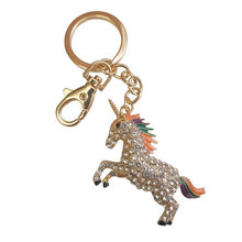 Load image into Gallery viewer, Unicorn Keychain | Rainbow Mythical Gold Keyring | Bag Chain bag Charm Gift