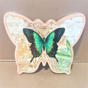 Butterfly Green - Gift Set | Butterfly Trivet Coaster Set & Hanging Heart Gift Set