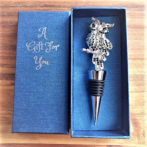 Owl Bottle Stopper Gift | Dark Green Owl Wine Stopper | Wise Owl Gifts