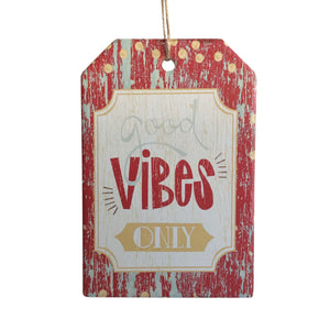 Good vibes only hanging ceramic rope plaque.  Beautiful gift for anyone who love's life and good vibes.  10 x 15 cm - Cork backing - Ceramic - Rope hanger - Colours as shown in photo  View our shop today for more beautiful gifts - Keychains & Gifts Australia.  Good vibes - good vibe gift - positive gift - goof vibe sign