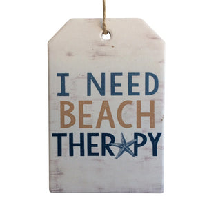 Our very popular I Need Beach Therapy range is the perfect gift for anyone who love's the water, the surf and the sand.   This very popular design is also available in Surf Board Plaque, hanging plaque, hanging sign, magnet & coasters.  10 x 15 cm - Colour as shown in photo - Rope hanger - Ceramic - Cork backing - View our full shop for more item's in this beautiful design. Keychains & Gifts Australia - Beach gift - ocean gift - beach therapy gift 