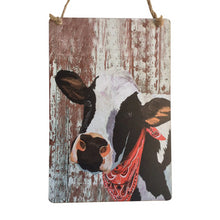 Load image into Gallery viewer, Cow Hanging Wooden Sign |  Farm Animal Decorative Hanging Sign