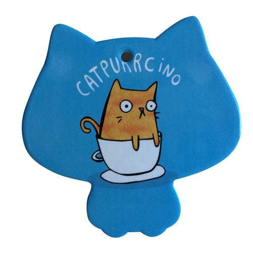 Our super cute Catpurrcino cat trivet is the purrfect gift for any cat lover.  This awesome trivet can hang in your kitchen and be used as your bench protector from anything hot.  Ceramic - Cat shaped - 15 x 15cm - Cork backing  Design also available in magnet & coasters. View our store for more Purrrfect gifts - Keychains & Gifts Australia.  Cat lover gifts - cat gifts - cat trivet - cat tile - cat kitchen gift 