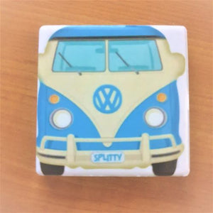 Kombi VW Splitty Ceramic Fridge Magnet | Blue & White Split Windscreen Kombi Gift