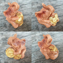 Load image into Gallery viewer, Lucky Money Elephants - Set Of 4 Super Cute Lucky Elephant Ornaments.  Place your lucky Elephants around your home or office to bring luck and fortune to your life - Average height of ornaments is 5 cm   Elephant symbols invite positive energies into your home and life. Elephants also represent strength, protection, wisdom and good luck. 