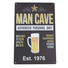 Load image into Gallery viewer, Transform your man cave into the ultimate hangout spot with our Beer Bar Metal Sign. This perfect bar gift for beer lovers adds a touch of personality and style to any space. Made with high-quality metal, this sign is durable and sure to impress. Cheers to the perfect addition to your man cave.  Metal sign | 20 x 30 cm | Col