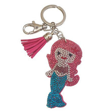 Load image into Gallery viewer, Mermaid Bag Chain | Cloth Mermaid With Pink Tassel Keyring | Keychain Mythical Creature