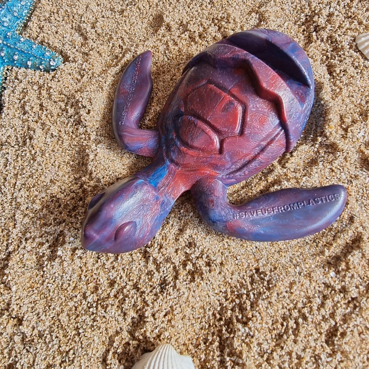 Turtle | Mauve/ Blue Blended Recycled Plastic Gift | Hand Crafted Sea ...
