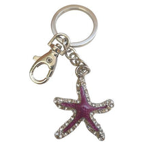 Load image into Gallery viewer, Starfish Keychain | Purple &amp; Silver Keyring | Keychain | Bag Chain | Bag Charm | Ocean Gift