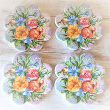 Load image into Gallery viewer, Garden Flower Purple Coasters | Bird &amp; Flower Ceramic Table Coasters Boxed Gift Set
