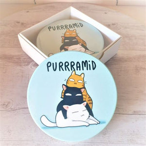 Cat Coasters | Funny Purrramid Cat Lovers Gift | Table Coasters | Gifts For Cat People
