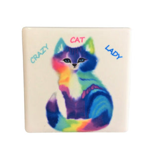 Cat Magnet Gift | Crazy Cat Lady Rainbow Fridge Bar Magnet | Purrrfect Cat Gift