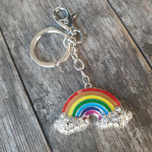 Rainbow Keyring Gift | Colourful Metal Uplifting Rainbow Keychain | Bag Chain