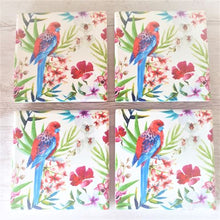 Load image into Gallery viewer, Australian Rosells Parrot Coasters Set Of 4 Table Coasters Boxed Gift Set 