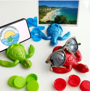Turtle | Aqua Blue Blend | Recycled Plastic | Hand Crafted Sea Turtle Gift Holder FS