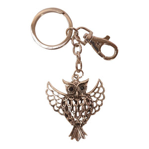 Owl Keychain | Silver Rustic Metal Spiritual Owl Keyring | Bag Chain - Keychain Gift