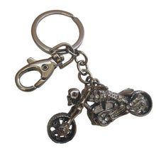 Load image into Gallery viewer, Skull Motorbike Keychain | Keyring Bag charm Gift | Gun Black Metal Keyring