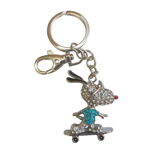 Dog On Skateboard Keyring Keychain Bag Chain Bag Charm Gift Dog Lover Gift