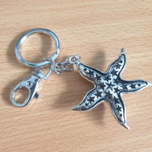 Load image into Gallery viewer, Starfish Keychain Gift | Beautiful Blue Rhinestone Ocean Keyring Gift