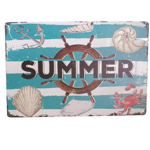 Beach Summer Ocean Seaside Metal Sign Gift | Colourful Nautical Themed Gift