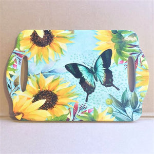 Butterflies & Sunflowers | Ceramic Kitchen Set | Cheeseboard Serving Tray Trivet Hanging Heart