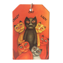 Load image into Gallery viewer,     Registered Trade Mark Crazy Cat Lady  Our very very popular Crazy Cat Range has a plaque to add to your collection. This design is also available in coasters and magnets. View our full shop for more Purrrfect gifts Keychains &amp; Gifts Australia.  Puurrrfect gift for a crazy cat lady - 10 x 15 cm - Ceramic - Cork backing - Colour as shown - This purrrfect design is also available in magnet and coasters. cat gifts - cat lover gifts - cat people - cat sign - crazy cat lady gifts-