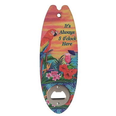 Effortlessly add a touch of beachy charm to your décor with our Surfboard Gift. This bar surfboard magnet gift features a convenient bottle opener, making it both stylish and functional. Perfect for beach lovers and hosts alike, it's always five o'clock when you have this fun and handy addition to your bar fridge.
