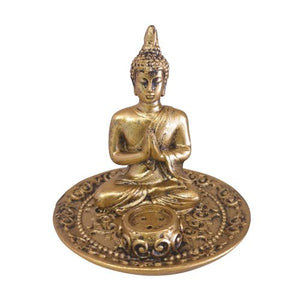 Buddha Thai Incense Stick Holders Set Of 2 | Gold Protection Buddha | Gold Pray Buddha