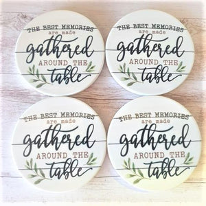 Home | The Best Memories Are Made Gathered Around The Table | Family Home Coasters