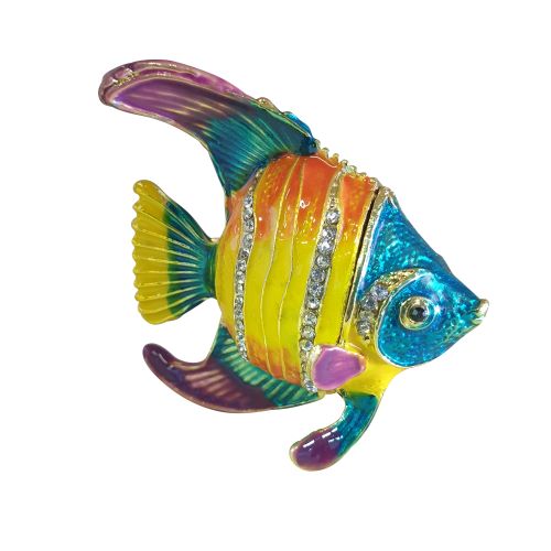 Tropical Angelfish Trinket Jewellery Box | Colourful Keepsake | Ornament