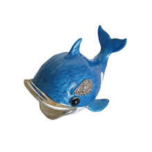 Load image into Gallery viewer, Crafted from high-quality materials, this Blue Whale Trinket Jewellery Keepsake Box serves as a cute and stylish way to store your favorite jewelry and trinkets. Its unique design featuring a charming blue whale is perfect for any ocean lover and makes for a thoughtful gift. Keep your keepsakes safe and organized in this adorable ornament.