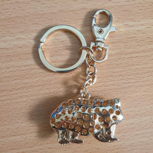 Australian Wombat Keyring Gift | Silver - Gold Cute Aussie Wombat Keychain