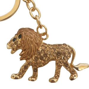 Big Cat Keychain Gift | Gold Wild Lion Keyring | Wild Large Cat Gifts