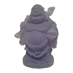 Buddhas - Lucky Set Of Six Small Ornament / Statues - Abundance, Good Health Wealth.  Our beautiful set of 6 purple resin mold ( stone look ) statue's are the perfect gift for your home or office.  Bring good health, wealth, luck and balance into your home with a little Feng Shui.   Six different small statues - Resin stone finish  - Purple in colour - average size of statues are 5cm high.