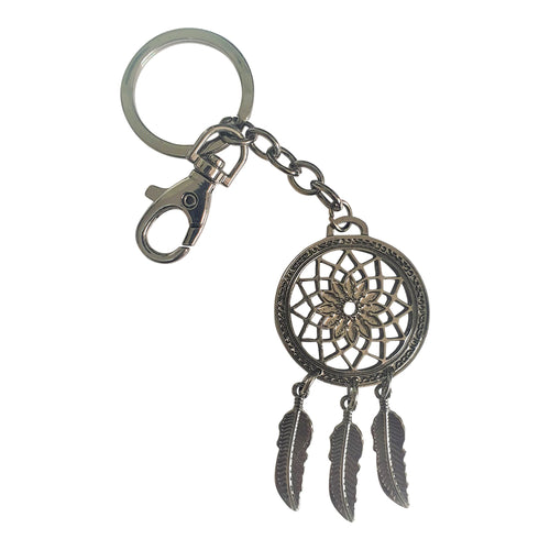 Dreamcatcher Mandala Spiritual Feather Keyring Gift | Gun Black Metal Keychain