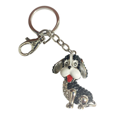 Dog Keychain Gift | Super Cute Black & Silver Puppy Dog Gift | Dog Keyring Bag chain