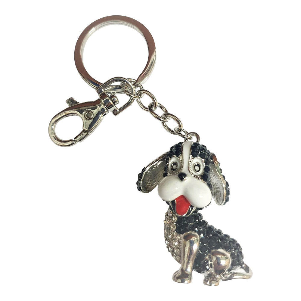 Dog Keychain Gift | Super Cute Black & Silver Puppy Dog Gift | Dog Keyring Bag chain
