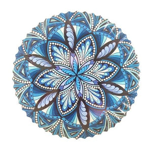 Mandala Blue Round Trivet | Kitchen Serving Plate Gift | Decorative Tile