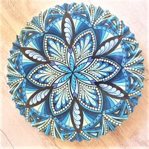 Mandala Blue Round Trivet | Kitchen Serving Plate Gift | Decorative Tile
