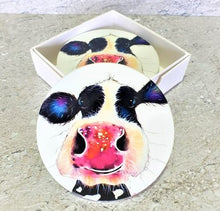 Load image into Gallery viewer, Cow Gift Box Hamper Set | Quirky Cow Lovers Gift | Cow Coasters Keyring Tea towel