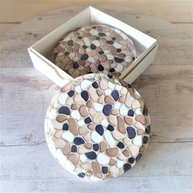 Homeware Coasters | Brown Pebble Image Print Ceramic Boxed Set Bar Table Coasters