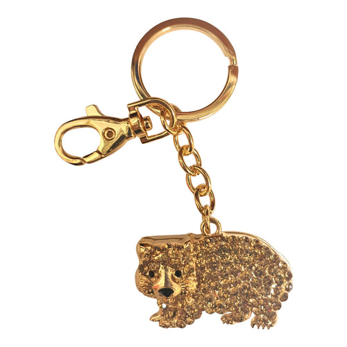 Australian Wombat Keyring Gift | Brown - Gold Cute Aussie Wombat Keychain