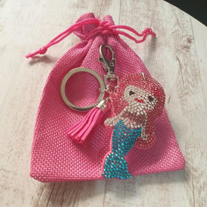 Mermaid Bag Chain | Cloth Mermaid With Pink Tassel Keyring | Keychain Mythical Creature