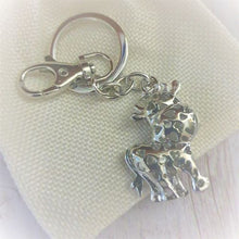 Load image into Gallery viewer, Cow Keyring Keychain Gift | Cute Black &amp; Silver Farm Cow Gift