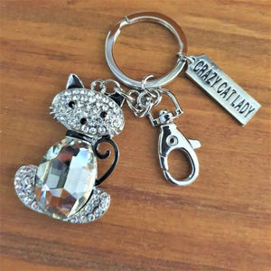     Registered Trade Mark Crazy Cat Lady  Our Crazy Cat Lady designed keychain | bag chain | keyring is a very popular choice for cat lovers. Your Keychain comes boxed ready to give gift.  Crystal rhinestone gem | CRAZY CAT LADY tag | Silver | Gift Boxed 6 x 14 cm .   View our full range of cat gifts - Keychains & Gifts Australia 