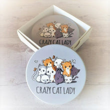 Load image into Gallery viewer, Cat Coaster Gift | Crazy Cat Lady Table Coasters | Grey Cat Lovers Boxed Gift