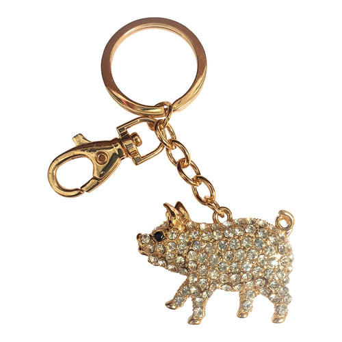 Pig Keyring | Cute Gold Pig Keychain Gift | Farm Animal Gift | Good Fortune Gift