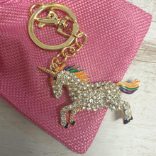 Load image into Gallery viewer, Unicorn Keychain | Rainbow Mythical Gold Keyring | Bag Chain bag Charm Gift