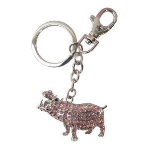 Hippo Keychain | Pink Happy Hippo Keyring | Bag Chain Wild African Animal Gift