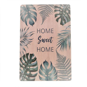 Home Sweet Home Metal Sign Gift | Plant Home Sign | Palm Sign | Home Gift